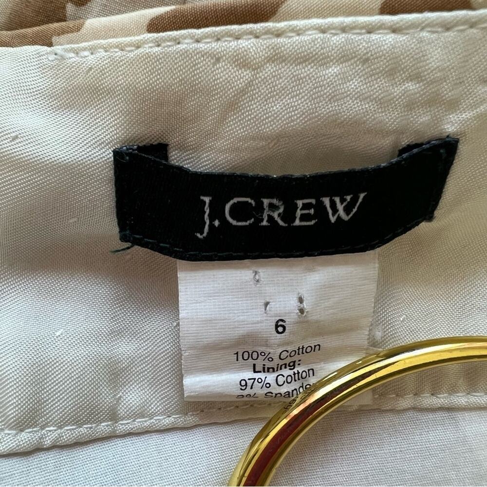 J. Crew Cream & Tan Knee Length Pencil Cow Blot Print Career Skirt Size 6 - Picture 8 of 10